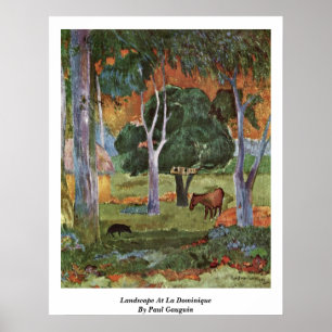 Landskap i La Dominique av Paul Gauguin Poster