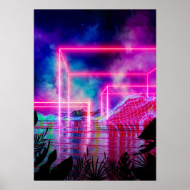 Landskap i Neon handflatan: Kub Poster