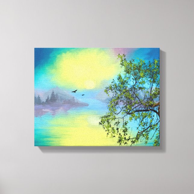 Landskap i Sjö i det scena berget Canvastryck (Framsida)