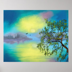 Landskap i Sjö i det scena berget Poster
