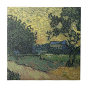 Landskap i skymningen av Van Gogh Kakelplatta