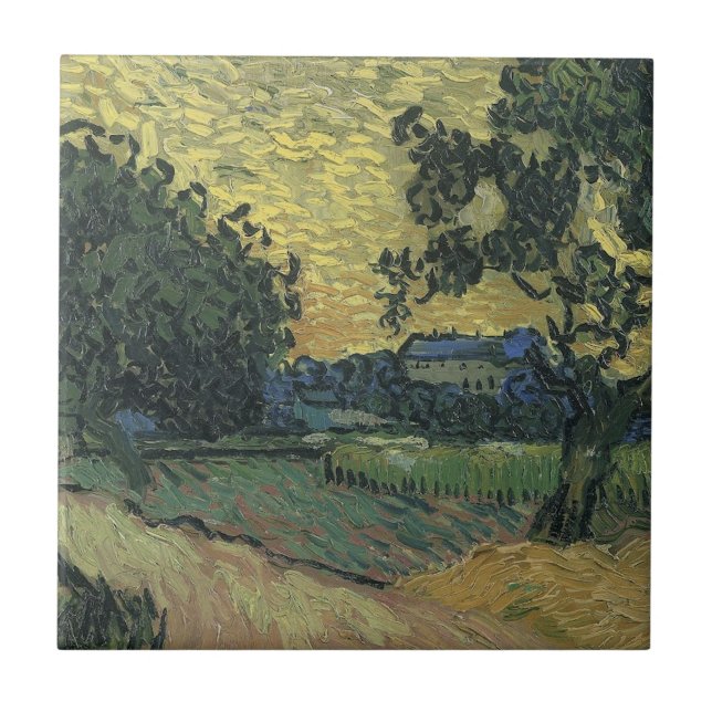 Landskap i skymningen av Van Gogh Kakelplatta (Framsidan)