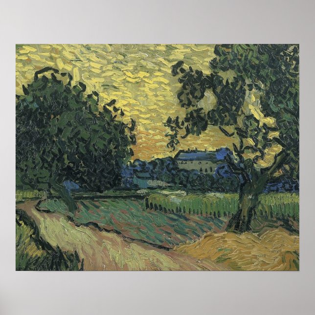 Landskap i skymningen av Van Gogh Poster (Framsidan)