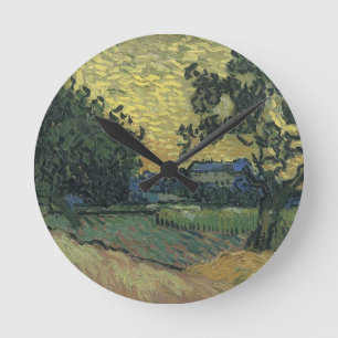 Landskap i skymningen av Van Gogh Rund Klocka