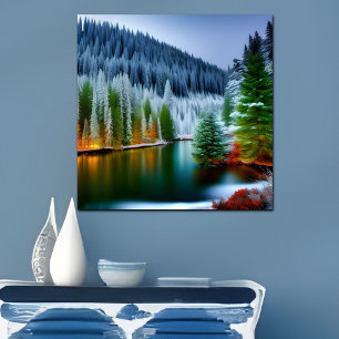 Landskap i Sottes Mountain Sjö Poster