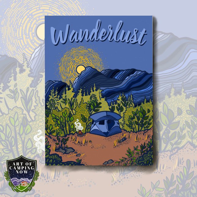 Landskap i tält Camping Mountain Landscape Art Poster (Skapare uppladdad)