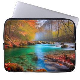 Landskap i Tranquil Autumn River Laptop Fodral