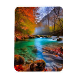 Landskap i Tranquil Autumn River Magnet