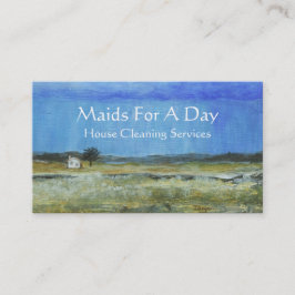 Landskap konst som det mycket små huset regnar visitkort