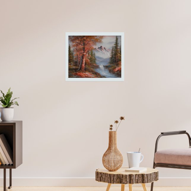 Landskap med berg och vattenfall poster (Vardagsrum 3)