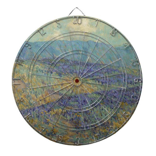 Landskap med Blåa blommor (av Granville Redmond) Darttavla (Framsidan)