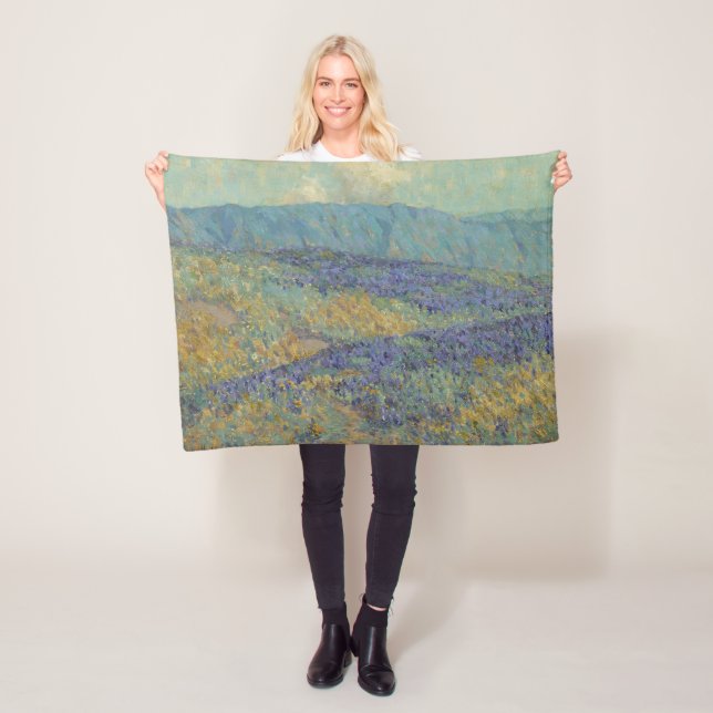 Landskap med Blåa blommor (av Granville Redmond) Fleecefilt (På plats)