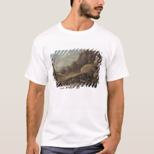 Landskap med bönder som ansar deras djur t-shirt