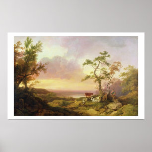 Landskap med boskap och bönder, c.1781 (olja på poster