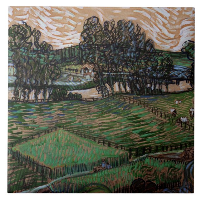 Landskap med bro över Oise (van Gogh) Kakelplatta (Framsidan)