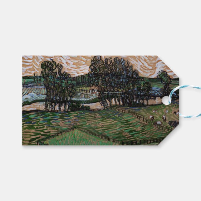 Landskap med bro över Oise (van Gogh) Presentetikett (Framsidan (Horisontell))