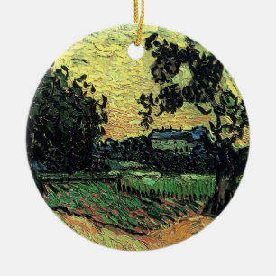 Landskap med Chateau of Auvers av Vincent van Gogh Julgransprydnad Keramik