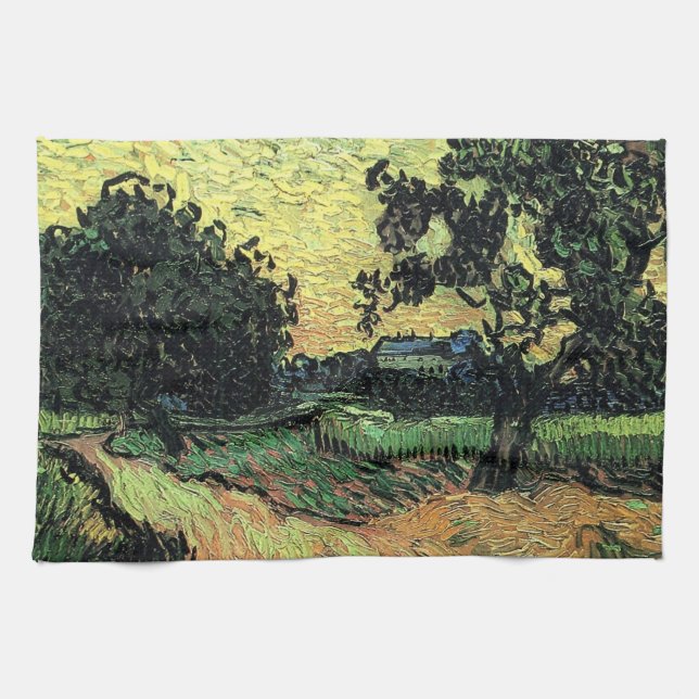 Landskap med Chateau of Auvers av Vincent van Gogh Kökshandduk (Horisontell)