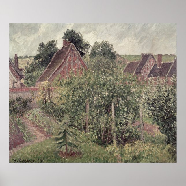 Landskap med Cottage Tak, 1899 Poster (Framsidan)