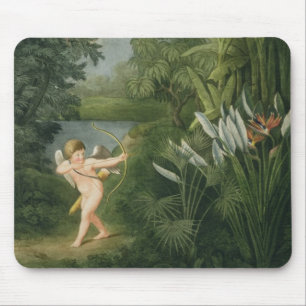 Landskap med cupiden som siktar en pil på en musmatta