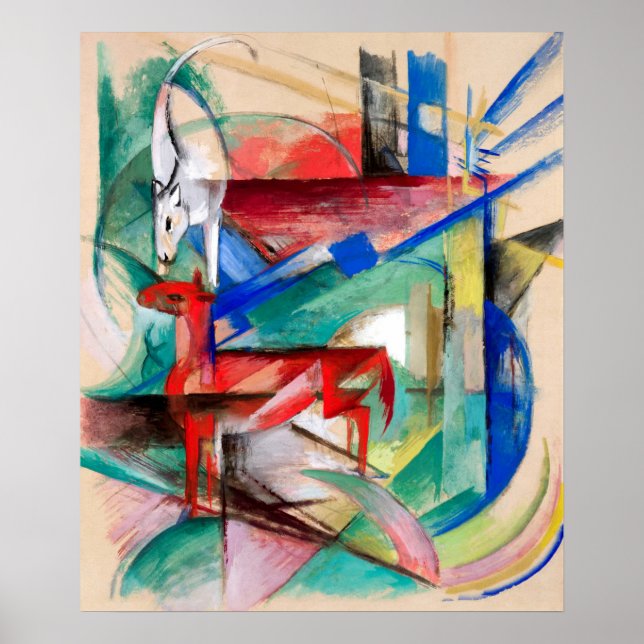 Landskap med djur av Franz Marc Poster (Framsidan)