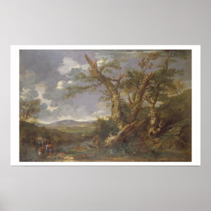 Landskap med dop i Jordanien (olja på c Poster