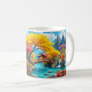 landskap med en kristallklar turkos flod kaffemugg
