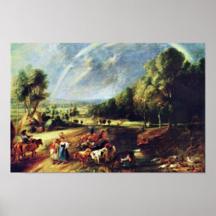 Landskap med en regnbåge av Rubens Peter Paul Poster