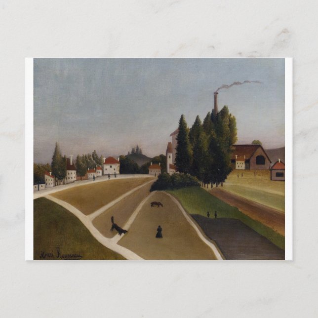 Landskap med fabrik av Henri Rousseau Vykort (Framsida)