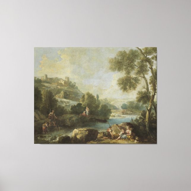 Landskap med Figurer, Giuseppe Zaïs (tillskrivna) Canvastryck (Framsida)