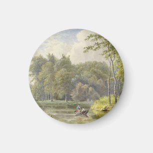 Landskap med figurer i en roddbåt Vintage Magnet