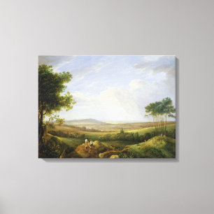 Landskap med figurer (olja på panel) canvastryck