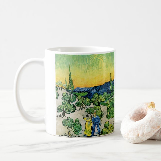 Landskap med gående par av Vincent van Gogh Kaffemugg (Med munk)