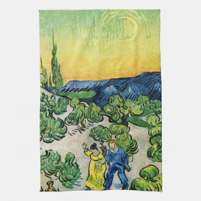 Landskap med gående par av Vincent van Gogh Kökshandduk (Vertikal)