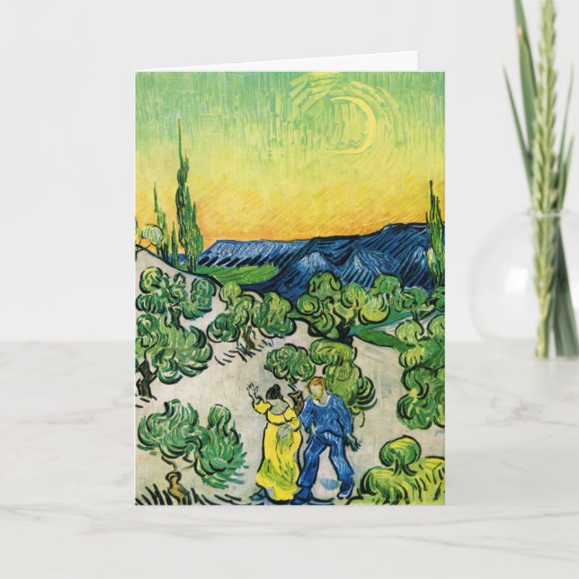 Landskap med gående par av Vincent van Gogh Kort (Framsida)