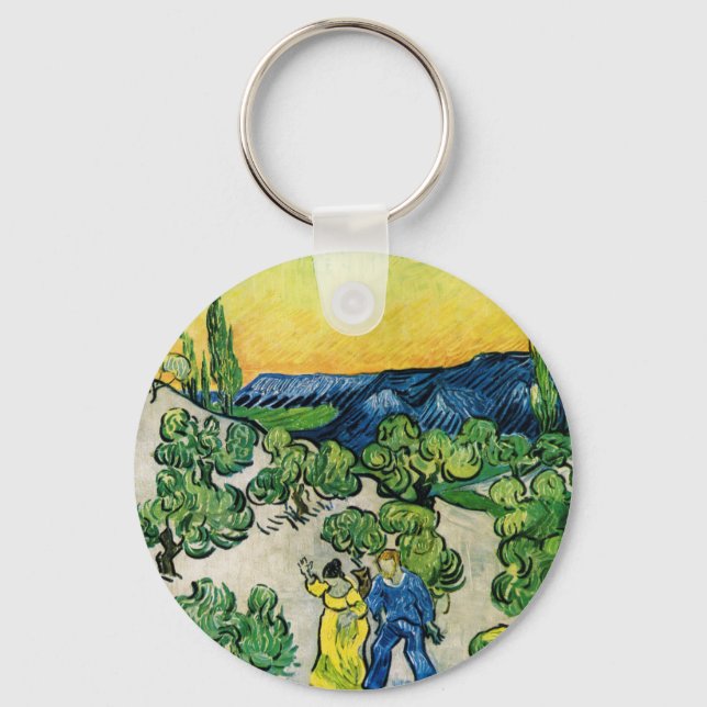 Landskap med gående par av Vincent van Gogh Nyckelring (Framsida)