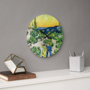 Landskap med gående par av Vincent van Gogh Stor Klocka
