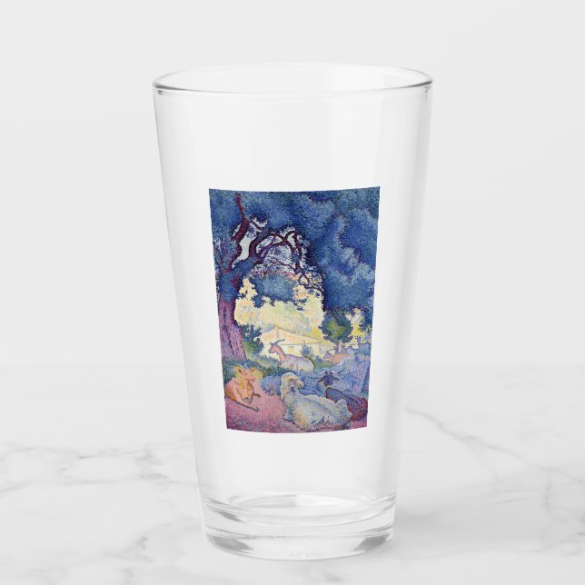 Landskap med getter (av Henri-Edmond Kor) Glaskopp (Framsida)