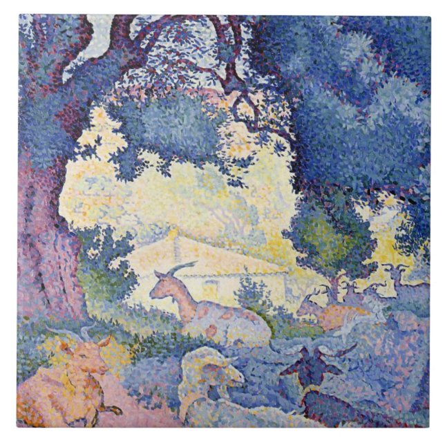 Landskap med getter (av Henri-Edmond Kor) Kakelplatta (Framsidan)