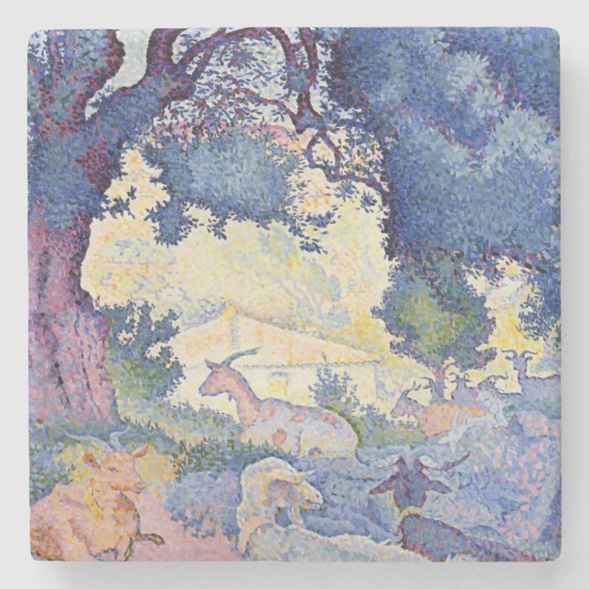 Landskap med getter (av Henri-Edmond Kor) Stenunderlägg (Framsidan)