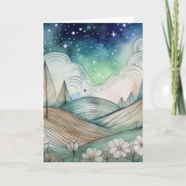 Landskap med gröna och beige färger kort