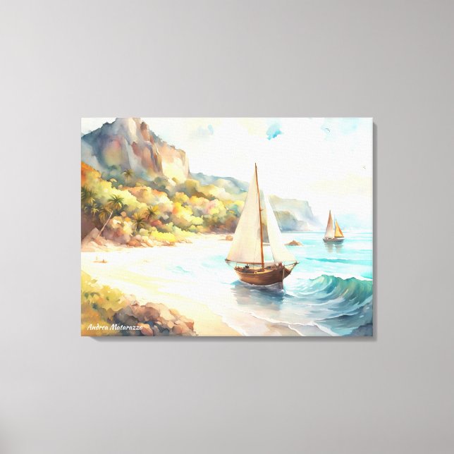 Landskap med hav och fraktaser canvastryck (Framsida)