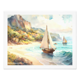 Landskap med hav och fraktaser fototryck