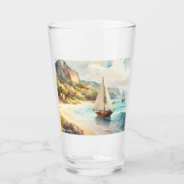 Landskap med hav och fraktaser glaskopp