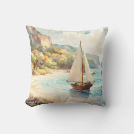 Landskap med hav och fraktaser kudde