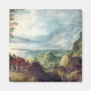 Landskap med havet och berg (olja på kanfas) magnet
