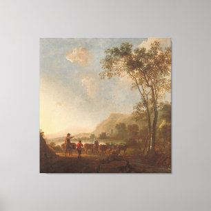 Landskap med Herdsmen och Cattle, Aelbert Cuyp Canvastryck