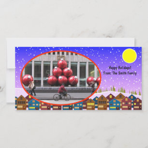 landskap med hus och snöphotocard julkort