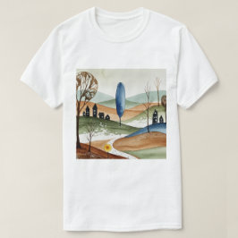 landskap med kullar och små hus t shirt