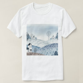 landskap med kullar och små hus t shirt